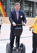Toine Manders, MEP, test-rides the Segway 